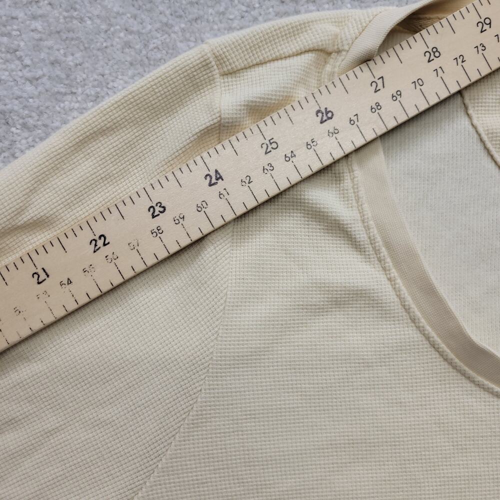 Vintage L.L.Bean Womens Large Waffle Knit Henley Long Sleeve Shirt Cream Thermal - Picture 5 of 6